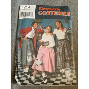 Simplicity 7214 50s Poodle Skirt Costume Sewing Pattern Size 12 14 16 1996